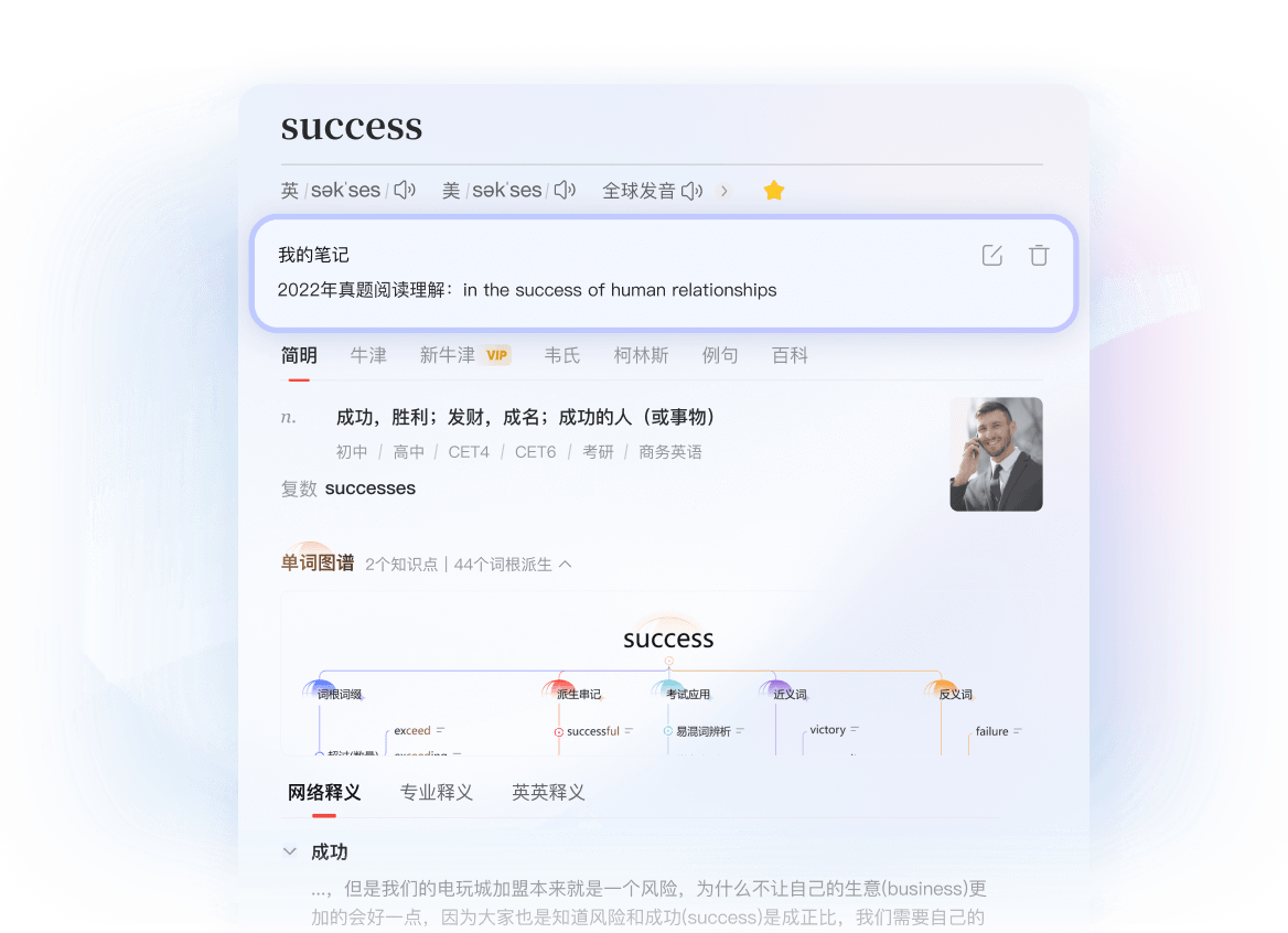 多语种词汇翻译界面展示